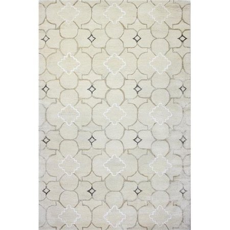 BASHIAN Bashian R129-IV-8X10-HG308 Greenwich Collection Geometric Contemporary Wool & Viscose Hand Tufted Area Rug; Ivory - 7 ft. 9 in. x 9 ft. 9 in. R129-IV-8X10-HG308